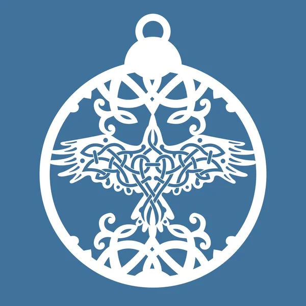 Christmas Ball Raven Scandinavian Viking Ornament Hanging Decoration Template Yule — Stok Vektör