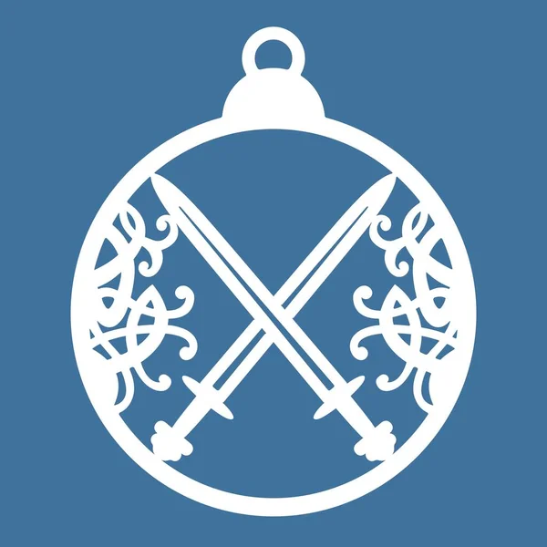 Christmas Ball Two Crossed Swords Scandinavian Viking Ornament Hanging Decoration — Stok Vektör