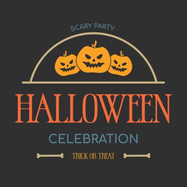 Happy Halloween vintage emblem, label or badge. Halloween party vintage template with pumpkins. Vector illustration
