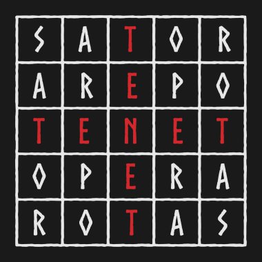 Two-dimensional word square containing the five-word Latin palindrome, Sator Square. Sator, Arepo, Tenet, Opera and Rotas. It features in early Christian and in magical contexts. Vector illustration