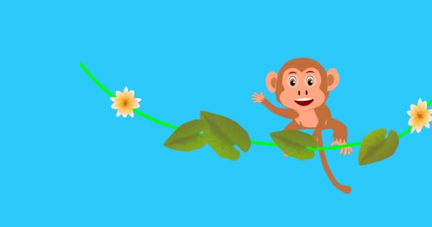 Dança Cheerfull Cartoon Macaco Loop Animação — Vídeo de Stock