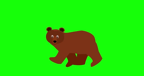 Spaziergang Fröhlich Cartoon Bear Loop Animation — Stockvideo