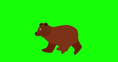 Yürüyen neşeli çizgi film ayısı, döngü animasyonu 2D