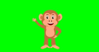 Dans eden neşeli çizgi film maymunu, döngü animasyonu 2D