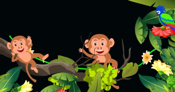 Dancing Cheerfull Cartoon Monkey Loop Animation — Stock Video