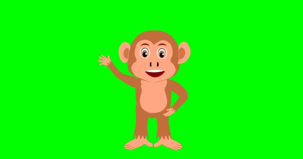 Dança Cheerfull Cartoon Macaco Loop Animação — Vídeo de Stock