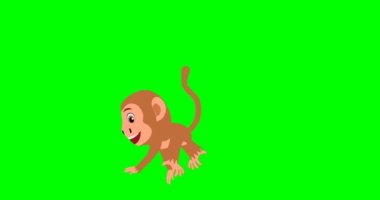 Dans eden neşeli çizgi film maymunu, döngü animasyonu 2D