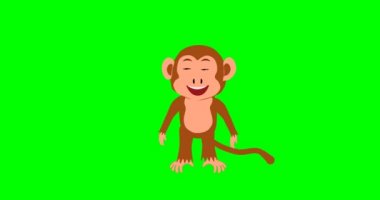 Dans eden neşeli çizgi film maymunu, döngü animasyonu 2D