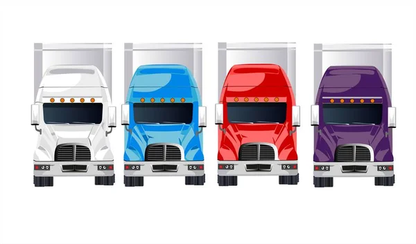 Kolorowe Samochody Ciężarowe Izolowane Biały — Wektor stockowy
