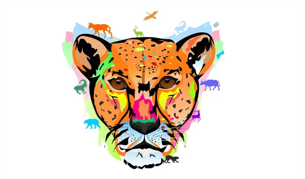 Leopard Head Vector Concept Wildlife Protection — Stock Vector