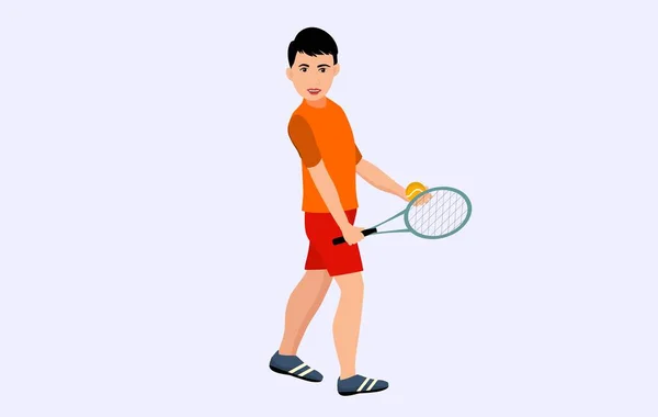 Joueur Tennis Professionnel Avec Raquette Dans Les Mains Isolées Sur — Image vectorielle