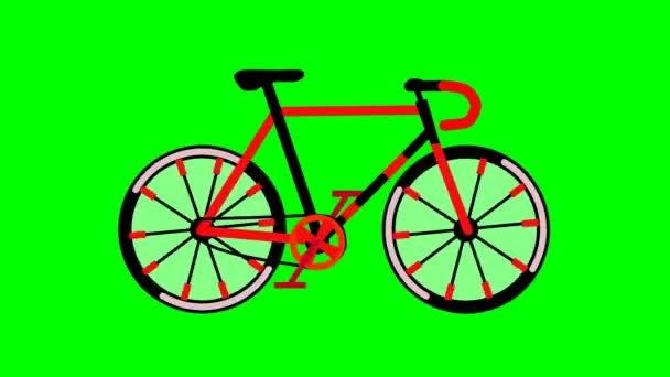 Bycycle Animatie Groen Scherm Achtergrond — Stockvideo