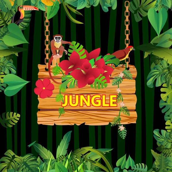 Night jungle template jungle wildlife scene, elephant  birds
