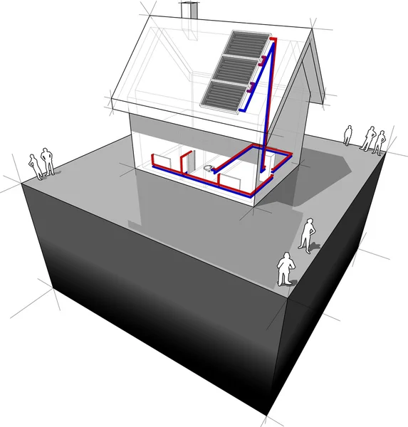 太陽電池パネル図の家 — ストックベクタ