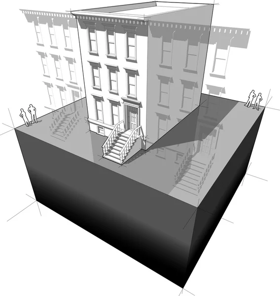 Stock vector Brownstone townhouse diagram