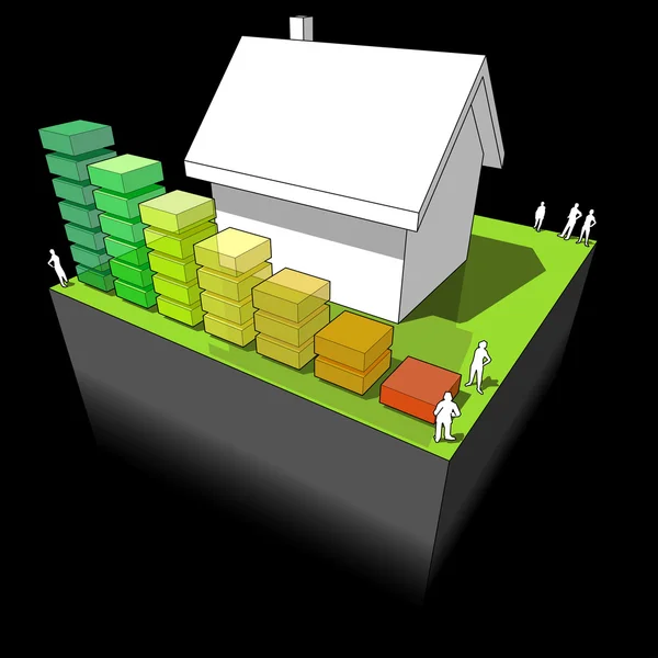 Huis met energie rating diagram — Stockvector