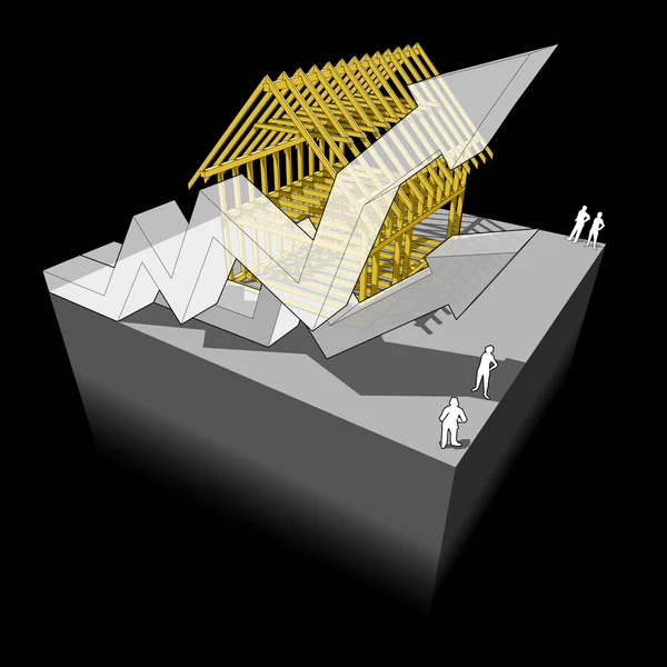 Casa marco con diagrama de flechas de negocio — Archivo Imágenes Vectoriales