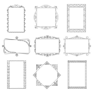 vektör karalama çerçeveleri kümesi.