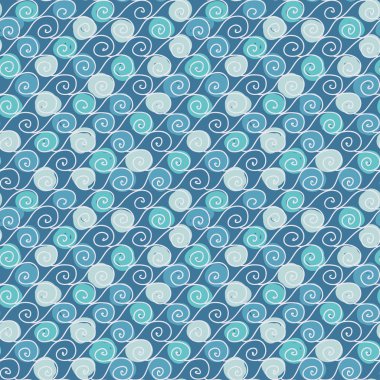 Dikişsiz el desen dalgalar retro tarzı ile çekilmiş.