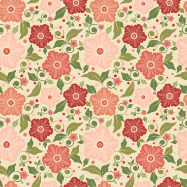 geometrik stilize çiçeklerle sorunsuz çiçek desenli.