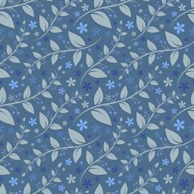 geometrik stilize yaprak ve çiçekleri ile sorunsuz çiçek desenli.
