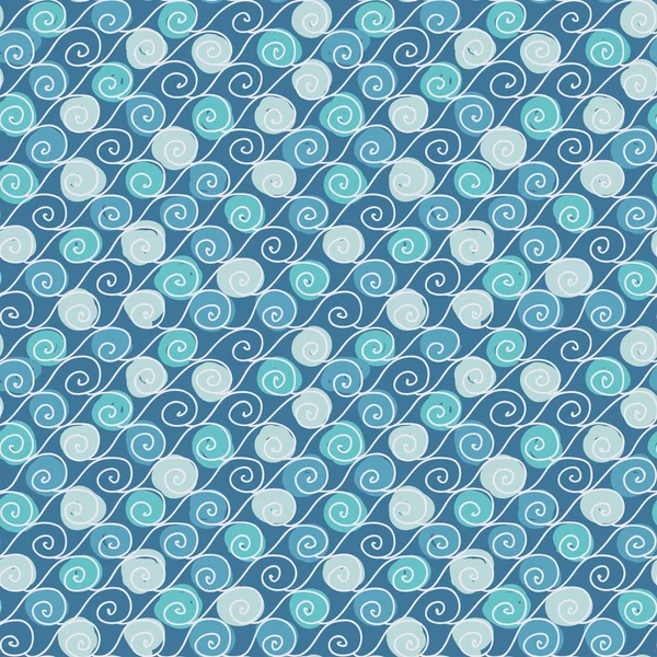 Seamless hand drawn pattern with waves in retro style. — Stock Vector