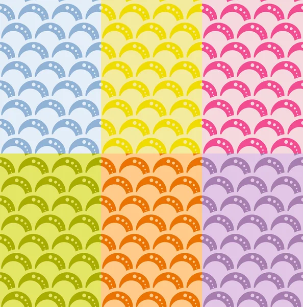 Nahtlose geometrische Muster mit Wellen im Retro-Stil, sanfte Farben. — Stockvektor
