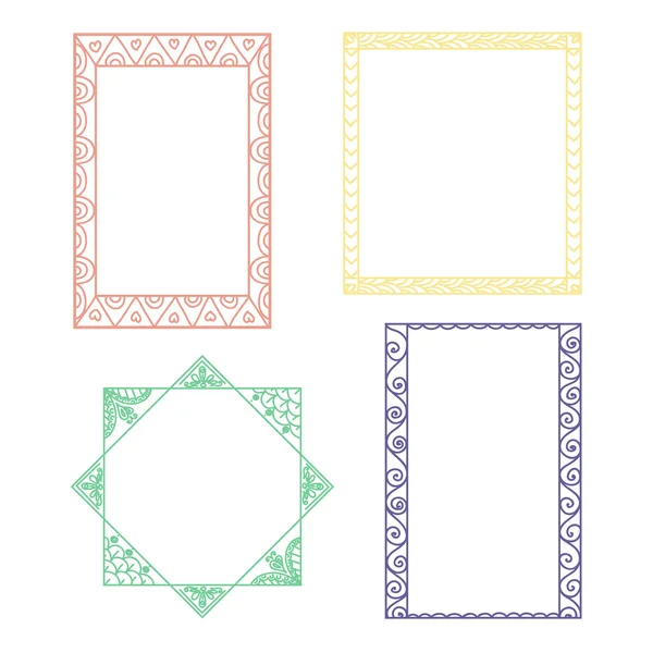 Conjunto de marcos de garabatos vectoriales. — Vector de stock