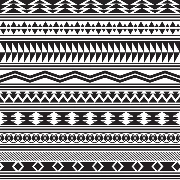 部族の縞模様シームレスパターン。幾何学的黒白の背景. — ストックベクタ