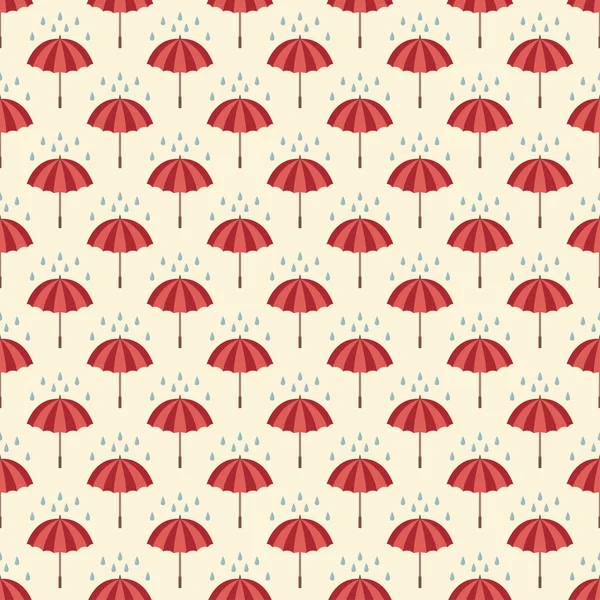 Seamless pattern with umbrellas and rain drops. — Stock Vector