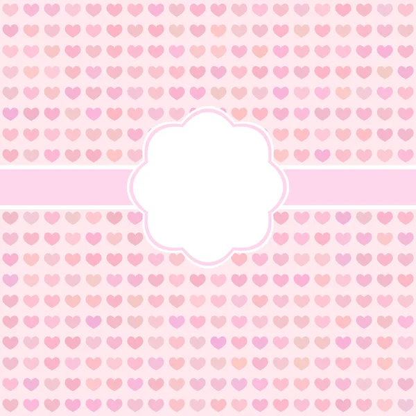 Vector pink cute card with hearts — Stock Vector