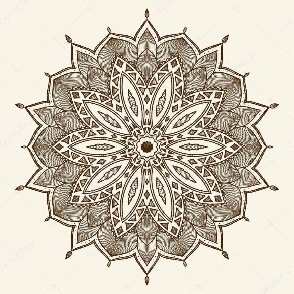 Mandala. Beautiful hand drawn flower.