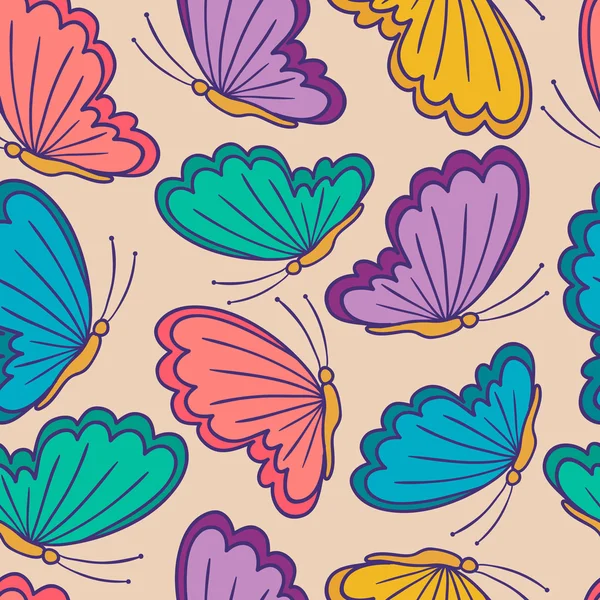 Modèle sans couture avec des papillons stylisés . — Image vectorielle