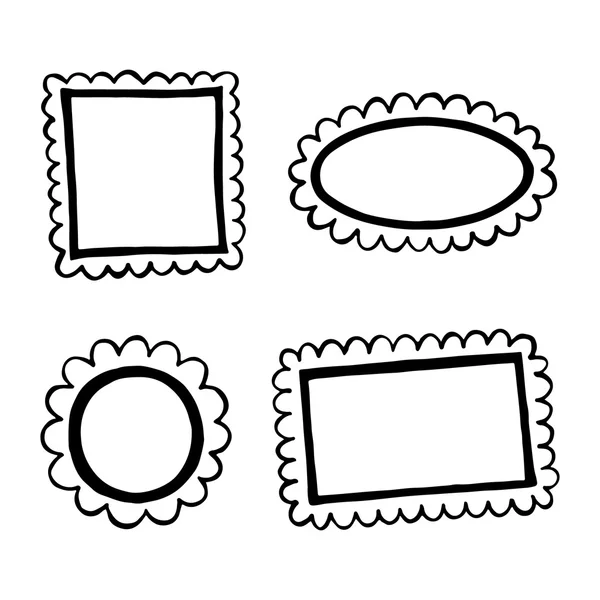 Set van handgetekende doodle frames. — Stockvector