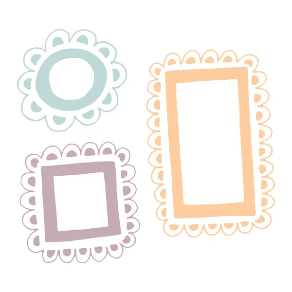 Set of hand drawn doodle frames. — Stock Vector