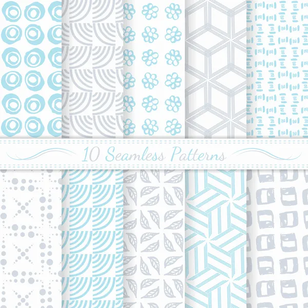 Set of ten seamless modern patterns. — Stock Vector