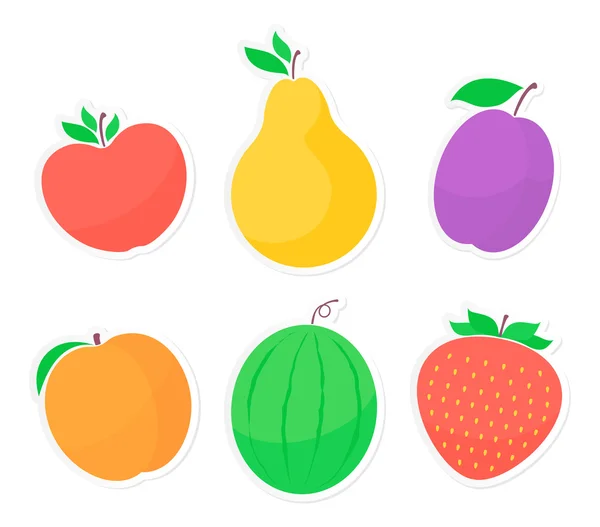 Set of fruit stickers. — Stock Vector