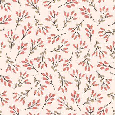 Böğürtlen filizleriyle kusursuz bir Noel deseni. Kış dönemi. Vektör illüstrasyonu