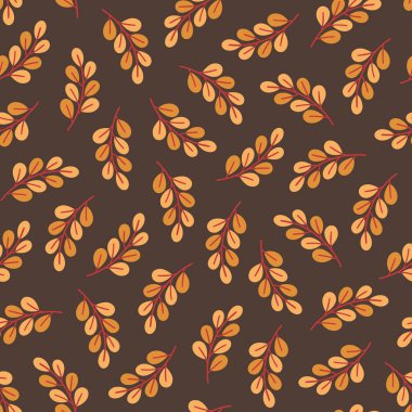 Yapraklı, kusursuz bir Noel deseni. Kış botanik geçmişi. Vektör illüstrasyonu