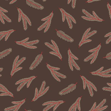 Köknar dalları olan kusursuz bir Noel deseni. Kış dönemi. Vektör illüstrasyonu