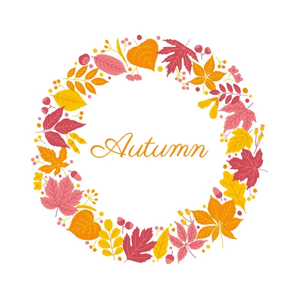 가을에는 냅니다 둥글게 색깔의 복장을 배경을 가지라 나뭇잎 단풍나무 포플러 — 스톡 벡터