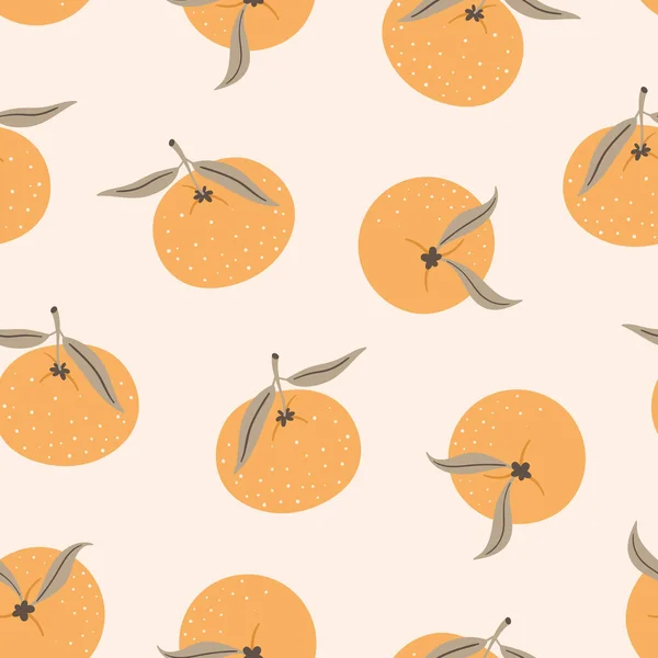 Botanical Seamless Pattern Tangerines Winter Background Christmas Vector Illustration — Stock Vector