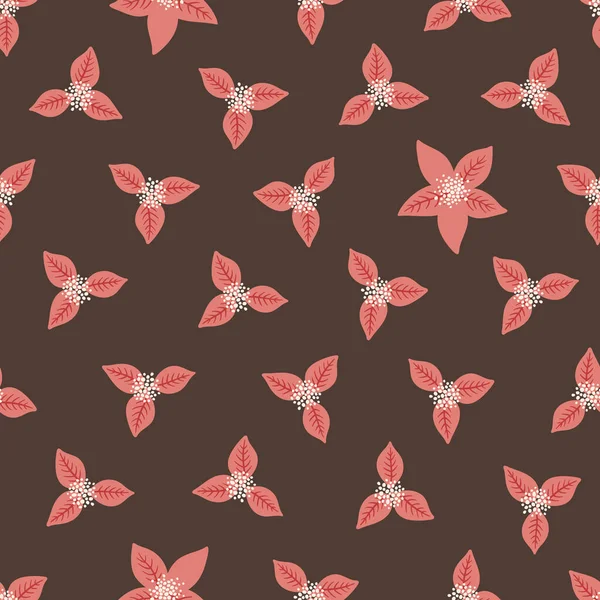 Modèle Sans Couture Noël Avec Feuilles Poinsettia Illustration Vectorielle Florale — Image vectorielle