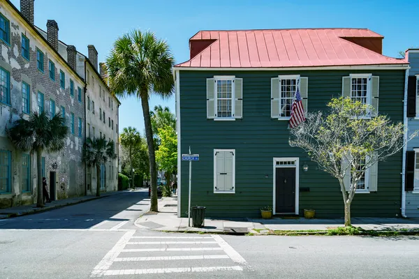 Charleston Fevereiro 2019 Edifícios Históricos Coloridos Centro Cidade Charleston Carolina — Fotografia de Stock