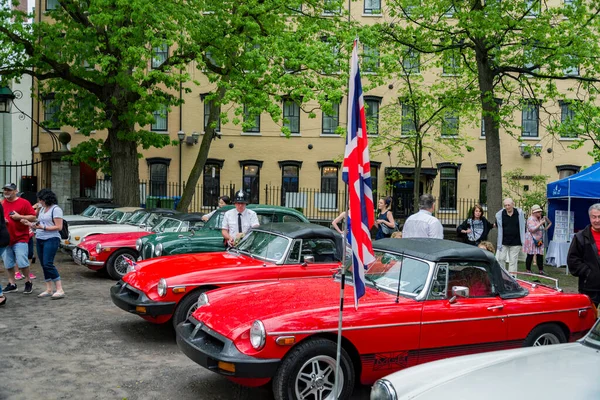 QUEBEC CITY - CANADA, 2018: MGA 1500 Roadster, 1960 ikonik İngiliz klasik 2 kapılı klasik roadster, 1 Haziran 2018 Quebec City, Kanada