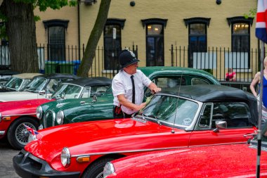 QUEBEC CITY - CANADA, 2018: MGA 1500 Roadster, 1960 ikonik İngiliz klasik 2 kapılı klasik roadster, 1 Haziran 2018 Quebec City, Kanada