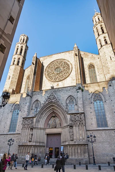 Barcelona Spain December 2027 Tourist Visit Gothic Cathedral Santa Maria — Stock Photo, Image