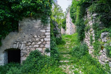 İtalya 'nın Campania bölgesindeki Caserta eyaletindeki kalıntılarıyla San Pietro Infine hayalet kasabası. Kasaba İkinci Dünya Savaşı 'nda San Pietro Muharebesi' nin yapıldığı yerdi.