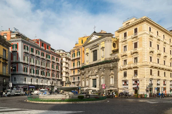 Naples Włochy Grudzień 2019 Zwykli Ludzie Spacerujący Piazza Trieste Trento — Zdjęcie stockowe