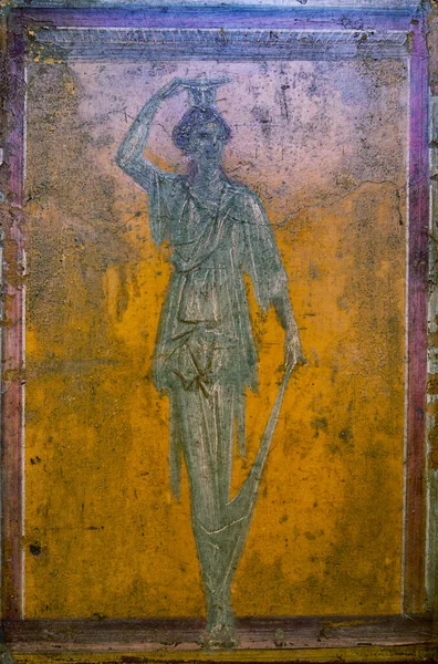 Romerska Pompeji Fresco Som Representerar Mitolgiska Figurer Neapel Italien — Stockfoto